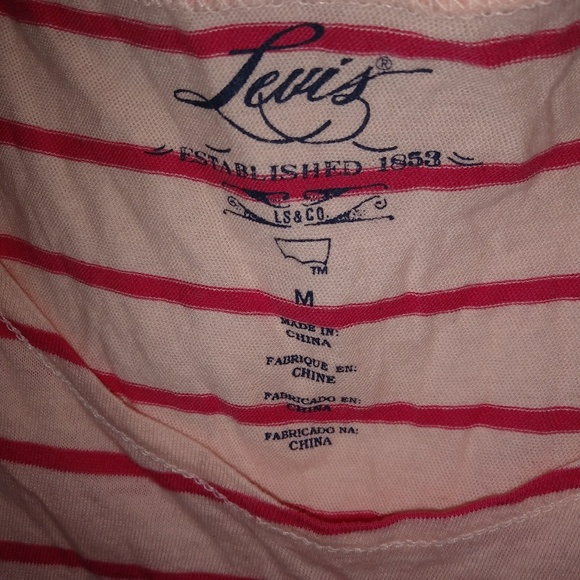 Levis M Red White Stripe Tank Top - Picture 2 of 2